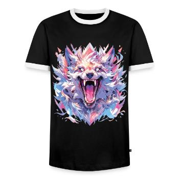 Wolf Wolf Head Wolves Forest Dwellers Animals - Men's Ringer Shirt - black/white - Front - AI Model Female 172 light (172cm) & AI Model Male 178 light (178cm)