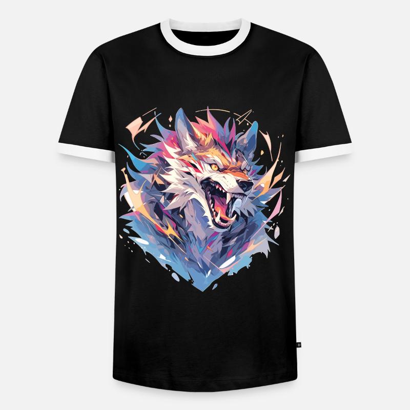 Wolf Polygon - Männer Kontrast-T-Shirt - Schwarz/Weiß