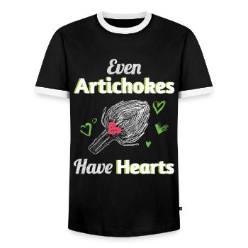 Artichokes Have Hearts Artichoke Vegan - Men's Ringer Shirt - black/white - Front - AI Model Female 172 light (172cm) & AI Model Male 178 light (178cm)