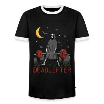 Deadlifter Skeleton Bodybuilding Fitness Workout - T-shirt contrasté Homme - noir/blanc - Devant - AI Model Female 172 light (172cm) & AI Model Male 178 light (178cm)