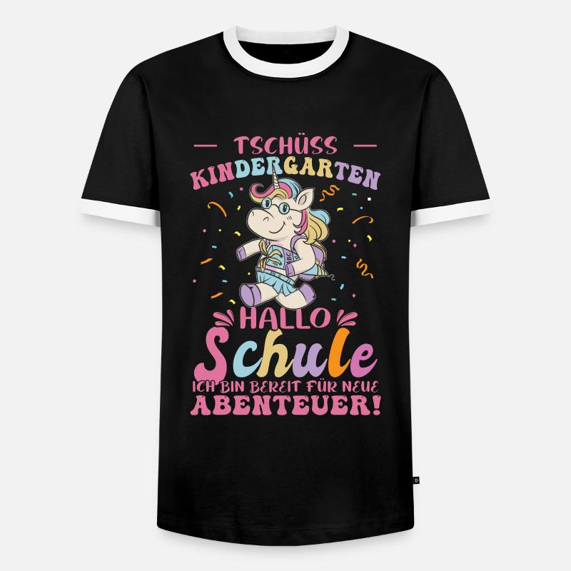 Tschüss Kindergarten Einhorn - Männer Kontrast-T-Shirt - Schwarz/Weiß