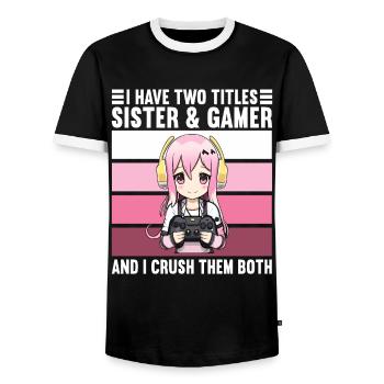 Console de jeu PC Gamer Girl Gamer Girl - T-shirt contrasté Homme - noir/blanc - Devant - AI Model Female 172 light (172cm) & AI Model Male 178 light (178cm)