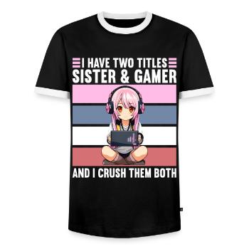 Console de jeu PC Gamer Girl Gamer Girl - T-shirt contrasté Homme - noir/blanc - Devant - AI Model Female 172 light (172cm) & AI Model Male 178 light (178cm)