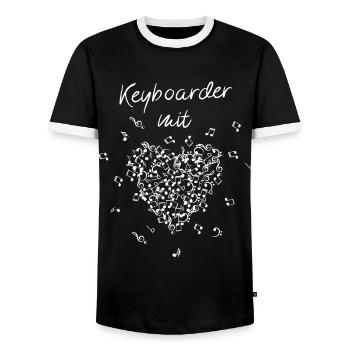 Keyboarder mit Herz Keyboard Notenschlüssel Musik - Männer Kontrast-T-Shirt - Schwarz/Weiß - Vorne - AI Model Female 172 light (172cm) & AI Model Male 178 light (178cm)