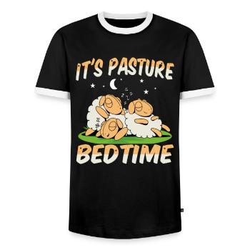 Fermier Fermier Agneau Fermier Dormeur Pays Bumpkin Mouton - T-shirt contrasté Homme - noir/blanc - Devant - AI Model Female 172 light (172cm) & AI Model Male 178 light (178cm)