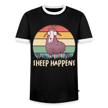 Farmer Farmer Lamb Farmer Farm Country Egg Sheep - Men's Ringer Shirt - black/white - Front - AI Model Female 172 light (172cm) & AI Model Male 178 light (178cm)