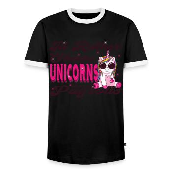 Je préfère chasser les licornes que - T-shirt contrasté Homme - noir/blanc - Devant - AI Model Female 172 light (172cm) & AI Model Male 178 light (178cm)