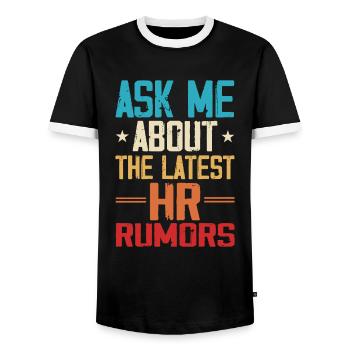 Posez-moi des questions sur les dernières rumeurs RH - - T-shirt contrasté Homme - noir/blanc - Devant - AI Model Female 172 light (172cm) & AI Model Male 178 light (178cm)