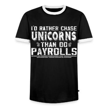 Je préfère chasser les licornes que - T-shirt contrasté Homme - noir/blanc - Devant - AI Model Female 172 light (172cm) & AI Model Male 178 light (178cm)