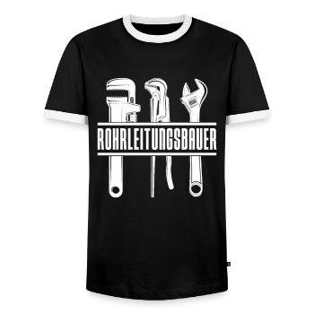 Rohrleitungsbauer - Männer Kontrast-T-Shirt - Schwarz/Weiß - Vorne - AI Model Female 172 light (172cm) & AI Model Male 178 light (178cm)