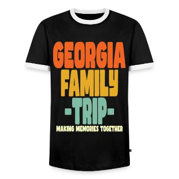 Vacances en famille en Géorgie - T-shirt contrasté Homme - noir/blanc - Devant - AI Model Female 172 light (172cm) & AI Model Male 178 light (178cm)