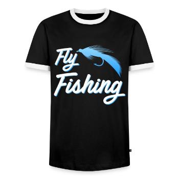 Fligenfischen Fischjagd Angeln Fliegenfischer - Männer Kontrast-T-Shirt - Schwarz/Weiß - Vorne - AI Model Female 172 light (172cm) & AI Model Male 178 light (178cm)