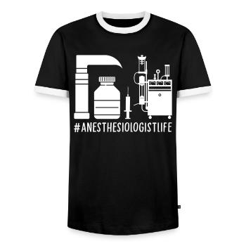 Anesthesiologist Anesthesiology - Men's Ringer Shirt - black/white - Front - AI Model Female 172 light (172cm) & AI Model Male 178 light (178cm)