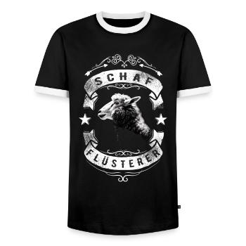 Schafflüsterer - Schaf Silhouette - Männer Kontrast-T-Shirt - Schwarz/Weiß - Vorne - AI Model Female 172 light (172cm) & AI Model Male 178 light (178cm)