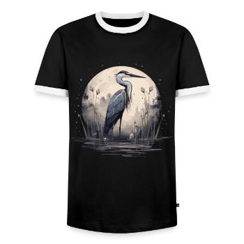 Héron cendré majestueux - T-shirt contrasté Homme - noir/blanc - Devant - AI Model Female 172 light (172cm) & AI Model Male 178 light (178cm)