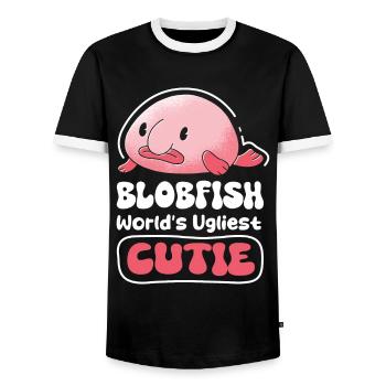 Biologiste marin Poissons d’eau profonde Blob Océan - T-shirt contrasté Homme - noir/blanc - Devant - AI Model Female 172 light (172cm) & AI Model Male 178 light (178cm)