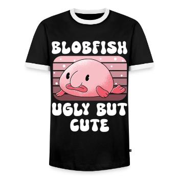 Meeresbiologe Tiefseefisch Blobfisch Ozean - Männer Kontrast-T-Shirt - Schwarz/Weiß - Vorne - AI Model Female 172 light (172cm) & AI Model Male 178 light (178cm)