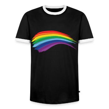 Regenbogen LGBTQ Homosexuell Gay - Männer Kontrast-T-Shirt - Schwarz/Weiß - Vorne - AI Model Female 172 light (172cm) & AI Model Male 178 light (178cm)