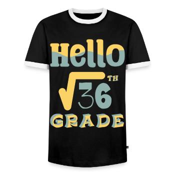 Hallo Quadratwurzel der 6. Klasse von 36 Mathelehrer - Männer Kontrast-T-Shirt - Schwarz/Weiß - Vorne - AI Model Female 172 light (172cm) & AI Model Male 178 light (178cm)