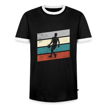 Basketball Retro - Männer Kontrast-T-Shirt - Schwarz/Weiß - Vorne - AI Model Female 172 light (172cm) & AI Model Male 178 light (178cm)
