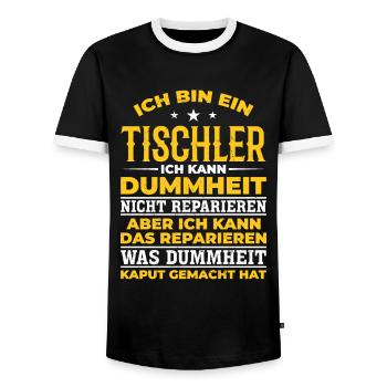Tischler Ich kann Dummheit nicht Reparieren - Männer Kontrast-T-Shirt - Schwarz/Weiß - Vorne - AI Model Female 172 light (172cm) & AI Model Male 178 light (178cm)