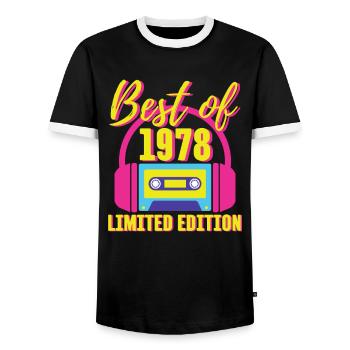 45. Geburtstag Best of 1978 Kassette Retro 80er Jahre - Männer Kontrast-T-Shirt - Schwarz/Weiß - Vorne - AI Model Female 172 light (172cm) & AI Model Male 178 light (178cm)