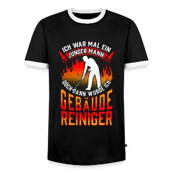 Gebäudereiniger war mal jung Fensterputzer - Männer Kontrast-T-Shirt - Schwarz/Weiß - Vorne - AI Model Female 172 light (172cm) & AI Model Male 178 light (178cm)