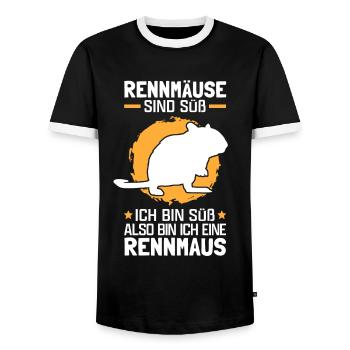 Also bin ich eine Rennmaus Nagetier Gerbil - Männer Kontrast-T-Shirt - Schwarz/Weiß - Vorne - AI Model Female 172 light (172cm) & AI Model Male 178 light (178cm)