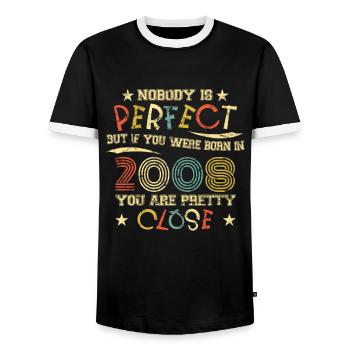 2008 Geburtstag Vintage Nobody is perfect - Männer Kontrast-T-Shirt - Schwarz/Weiß - Vorne - AI Model Female 172 light (172cm) & AI Model Male 178 light (178cm)