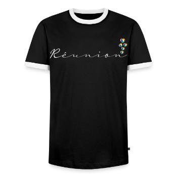 Réunion - T-shirt contrasté Homme - noir/blanc - Devant - AI Model Female 172 light (172cm) & AI Model Male 178 light (178cm)