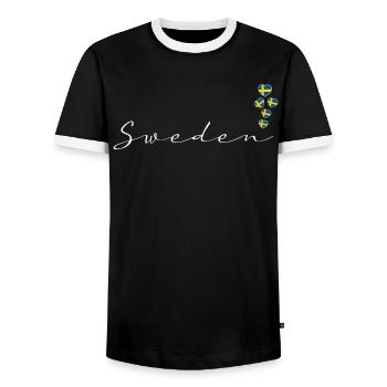 Sweden - Men's Ringer Shirt - black/white - Front - AI Model Female 172 light (172cm) & AI Model Male 178 light (178cm)