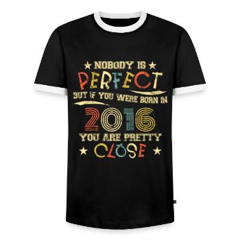 2016 Geburtstag Vintage Nobody is perfect - Männer Kontrast-T-Shirt - Schwarz/Weiß - Vorne - AI Model Female 172 light (172cm) & AI Model Male 178 light (178cm)