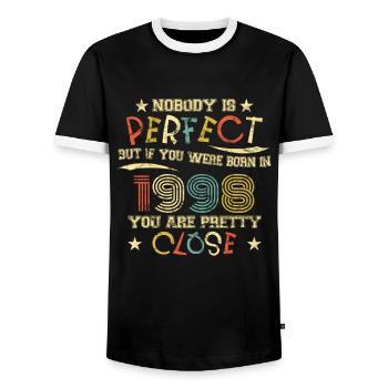 1998 Geburtstag Vintage Nobody is perfect - Männer Kontrast-T-Shirt - Schwarz/Weiß - Vorne - AI Model Female 172 light (172cm) & AI Model Male 178 light (178cm)