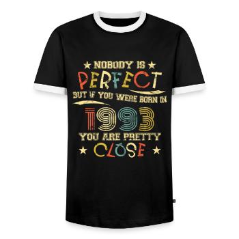 1993 Geburtstag Vintage Nobody is perfect - Männer Kontrast-T-Shirt - Schwarz/Weiß - Vorne - AI Model Female 172 light (172cm) & AI Model Male 178 light (178cm)
