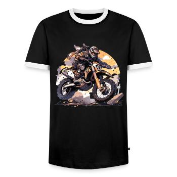 Motocross Sunset Vintage Enduros Enduro - T-shirt contrasté Homme - noir/blanc - Devant - AI Model Female 172 light (172cm) & AI Model Male 178 light (178cm)