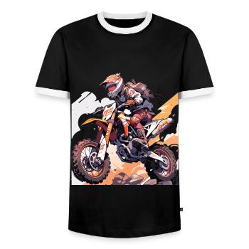 Motocross Dirt Bike Motocross Rider Biker - Men's Ringer Shirt - black/white - Front - AI Model Female 172 light (172cm) & AI Model Male 178 light (178cm)