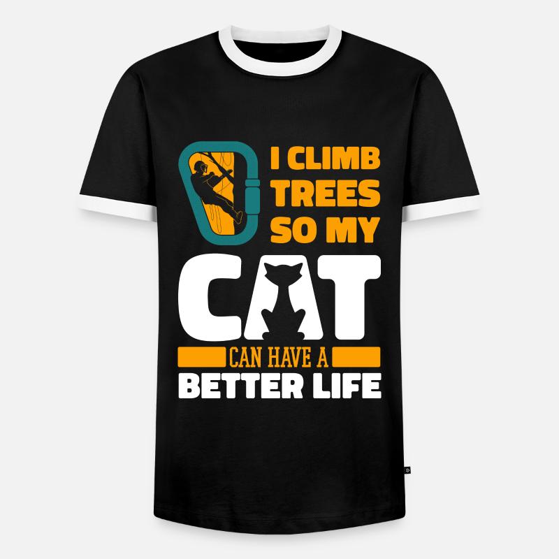 Baumpfleger Baumkletterer Arborist Katze - Männer Kontrast-T-Shirt - Schwarz/Weiß