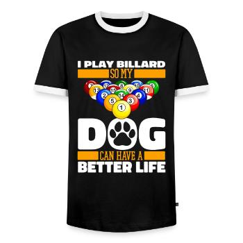 Billiards Dog - Men's Ringer Shirt - black/white - Front - AI Model Female 172 light (172cm) & AI Model Male 178 light (178cm)