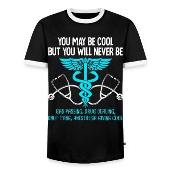 Anaesthetist - Men's Ringer Shirt - black/white - Front - AI Model Female 172 light (172cm) & AI Model Male 178 light (178cm)
