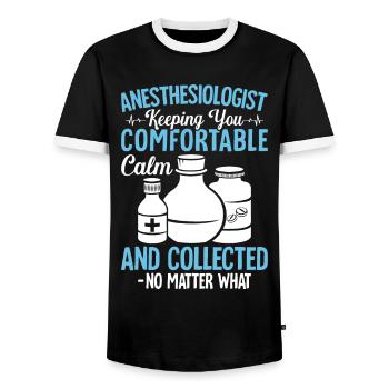 Anesthesiology - Men's Ringer Shirt - black/white - Front - AI Model Female 172 light (172cm) & AI Model Male 178 light (178cm)