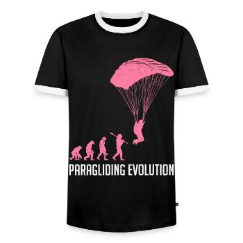 Paragliding Evolution Paragliding Women - Men's Ringer Shirt - black/white - Front - AI Model Female 172 light (172cm) & AI Model Male 178 light (178cm)