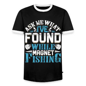 Magnetangler Ask me what I found Magnet fishing - Männer Kontrast-T-Shirt - Schwarz/Weiß - Vorne - AI Model Female 172 light (172cm) & AI Model Male 178 light (178cm)