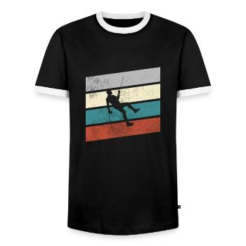 Klettern Retro - Männer Kontrast-T-Shirt - Schwarz/Weiß - Vorne - AI Model Female 172 light (172cm) & AI Model Male 178 light (178cm)