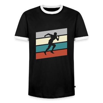 Jogging Rétro - T-shirt contrasté Homme - noir/blanc - Devant - AI Model Female 172 light (172cm) & AI Model Male 178 light (178cm)