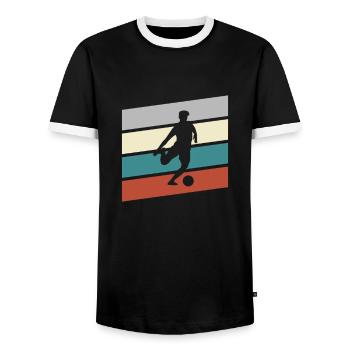 Football Rétro - T-shirt contrasté Homme - noir/blanc - Devant - AI Model Female 172 light (172cm) & AI Model Male 178 light (178cm)