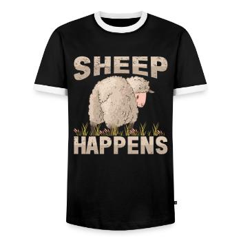 Farmer Farmer Lamb Farmer Farm Country Egg Sheep - Men's Ringer Shirt - black/white - Front - AI Model Female 172 light (172cm) & AI Model Male 178 light (178cm)