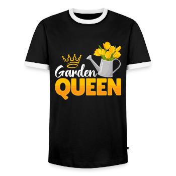 Garden Queen - Garden lovers - Men's Ringer Shirt - black/white - Front - AI Model Female 172 light (172cm) & AI Model Male 178 light (178cm)