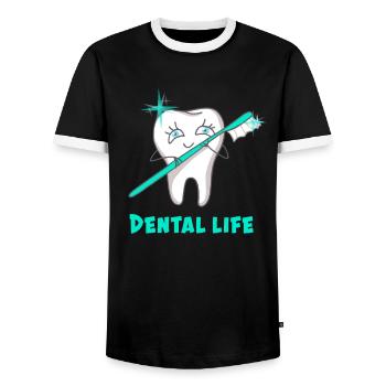 Dental Life - Männer Kontrast-T-Shirt - Schwarz/Weiß - Vorne - AI Model Female 172 light (172cm) & AI Model Male 178 light (178cm)
