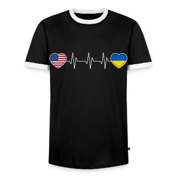 Ukraine - Men's Ringer Shirt - black/white - Front - AI Model Female 172 light (172cm) & AI Model Male 178 light (178cm)