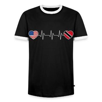 Trinidad and Tobago - Men's Ringer Shirt - black/white - Front - AI Model Female 172 light (172cm) & AI Model Male 178 light (178cm)